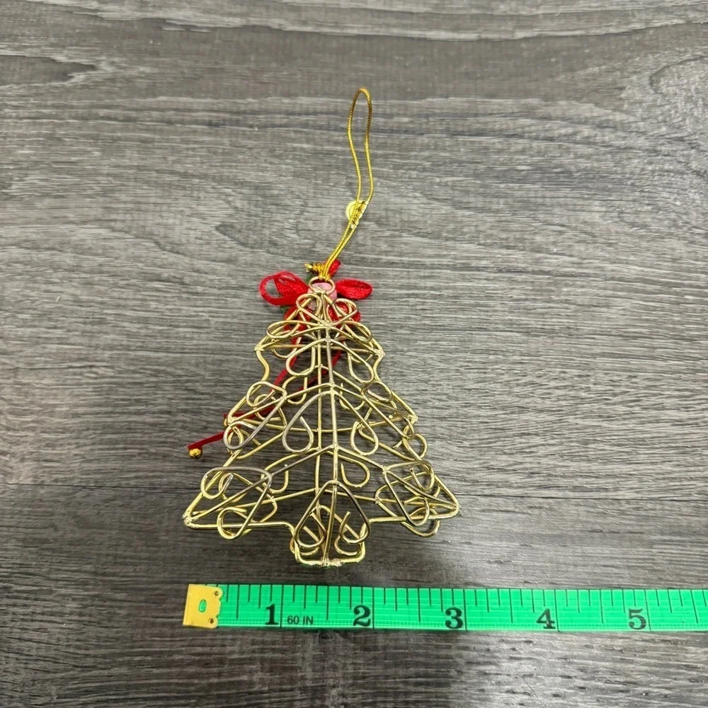 Bundle of 2 Gold Wire Christmas Ornaments